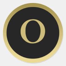 O :: Monogram O Elegant Gold and Black Sticker