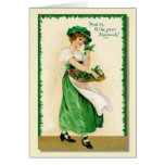 O, The Green Shamrock Vintage Card