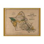 Oahu, 1881, Vintage Hawaii Map postcards
