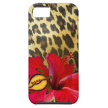 Oahu Hawaii Hibiscus on Leopard Fur Print iPhone 5 Case