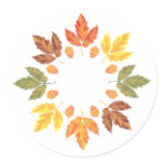 Oak Leaf Circle Round Sticker
