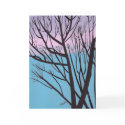 Oak tree silhouette, lavender sky greeting card