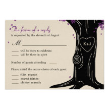 Oak Tree Wedding RSVP Card w/ Menu Selection Personalized Announcement