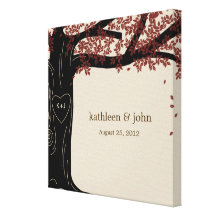 Oak Tree Wrapped Canvas Art - Red Stretched Canvas Prints