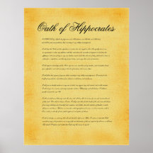 Oath of Hippocrates, canvas parchment look Print
