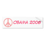 Obama 2008 Pink Peace Bumper Sticker