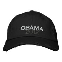 OBAMA 2012 Distressed Chino Twill Cap Embroidered Hat