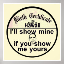 Obama BIRTH CERTIFICATE POSTER Print