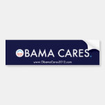 OBAMA CARES 2012 Bumper Sticker (Navy & White)