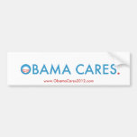 OBAMA CARES 2012 Bumper Sticker (White & Lt Blue)