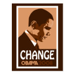 Obama - Change Dark Brown Postcard