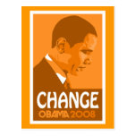 Obama - Change Dark Orange Postcard