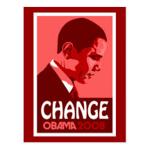 Obama - Change Dark Red Postcard