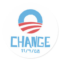 Obama Change Round Sticker