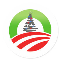 Obama Christmas Round Sticker
