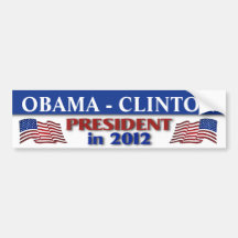 Obama Clinton 2012 Bumper Sticker