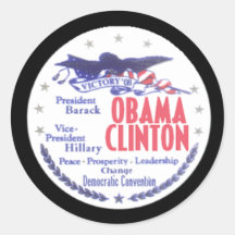 OBAMA CLINTON Pres-VP Postcard Round Stickers
