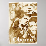 Obama Collage 2 poster (vintage colour) by akamund posters