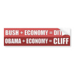 Obama + Economy = CLIFF bumper stickers