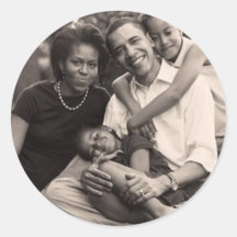 Obama-First Family Round Stickers