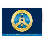 Obama GoldStar Peace, 1-20-09 Card, on Royal Blue