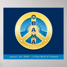 Obama GoldStar Peace 1-20-09 Poster