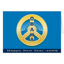 Obama GoldStar Peace, Happy New Year 2009 Card