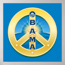 Obama GoldStar Peace Poster, on blue