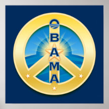 Obama GoldStar Peace Poster, on Royal Blue