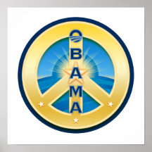 Obama GoldStar Peace Poster, on white
