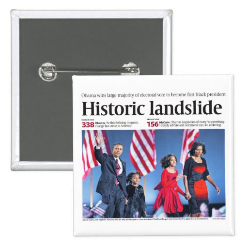 Obama: Historic Landslide Button