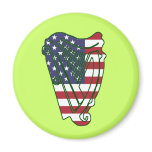 Obama In Offaly US Flag On Irish Harp Magnet