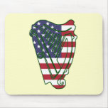 Obama In Offaly US Flag On Irish Harp Mousepad