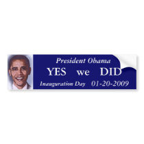 Obama Inauguration Day Bumper Sticker