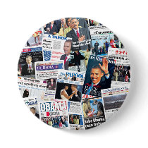 Obama International Inauguration Newspaper Button