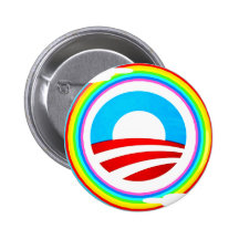 OBAMA LOGO AND RAINBOW  CIRCLE BUTTON