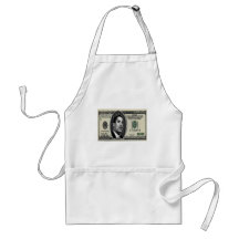 Obama on $100 bill aprons