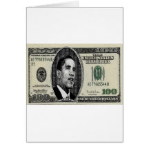 Obama on $100 bill greeting cards