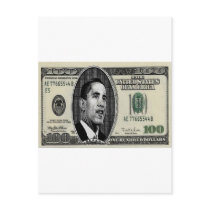 Obama on $100 bill postcards
