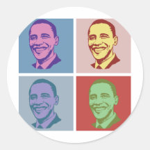 OBAMA POP ART -.png Round Stickers