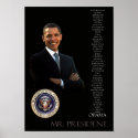 Obama Poster - list of all 44 presidents posters