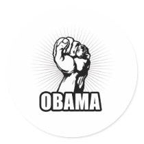 OBAMA POWER ROUND STICKERS