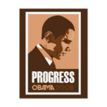 Obama - Progress Dark Brown Postcard