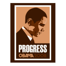Obama - Progress Dark Brown Postcard