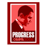 Obama - Progress Dark Red Postcard
