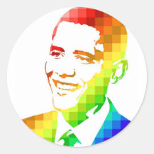 Obama Rainbow Round Stickers