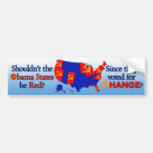 Obama - Red States Reverse Elec Map Bumper Sticker