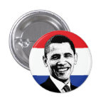 Obama Red White & Blue American Flag Button