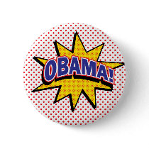 OBAMA! Retro Comic Halftone Print Pins