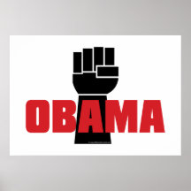 Obama Right On Black Fist Poster